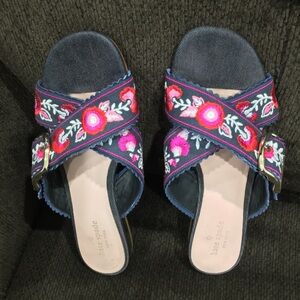 EUC Kate Spade Faris Floral Denim Slide Sandals, 8